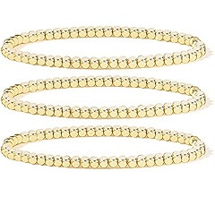 Elegance 11 designs 14K Gold Plated Bead Ball Bracelet Stretchable Elastic Gold Beaded Bracelets ... | Amazon (US)