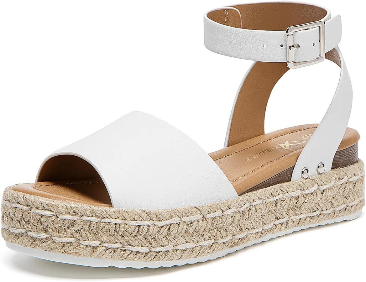 Athlefit Women's Platform Espadrille Wedge Sandals Comfortable Open Toe Buckle Sandals for Summer... | Amazon (US)