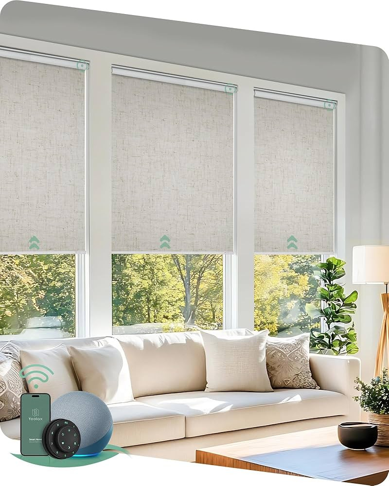 Yoolax Motorized Blinds with Remote, Blackout Smart Blinds for Windows Motorized Roller Shades, A... | Amazon (US)