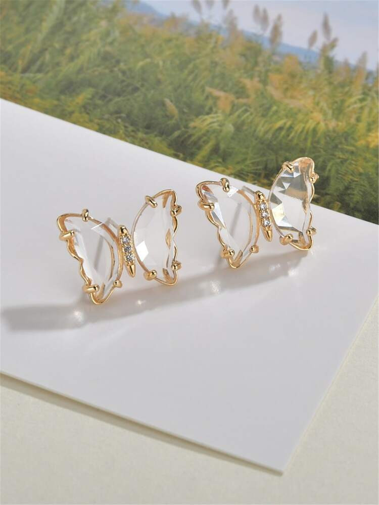 Clear Butterfly Stud Earrings | SHEIN