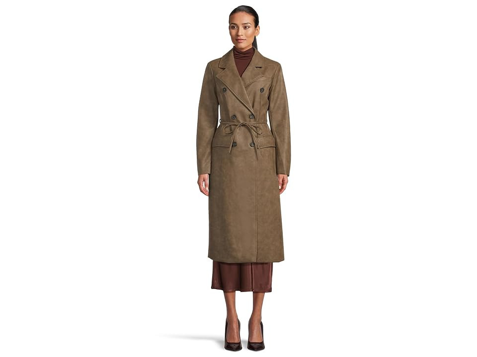 Avec Les Filles Belted Faux Leather Trench Coat Women's Coat Java : MD, Polyurethane | Zappos