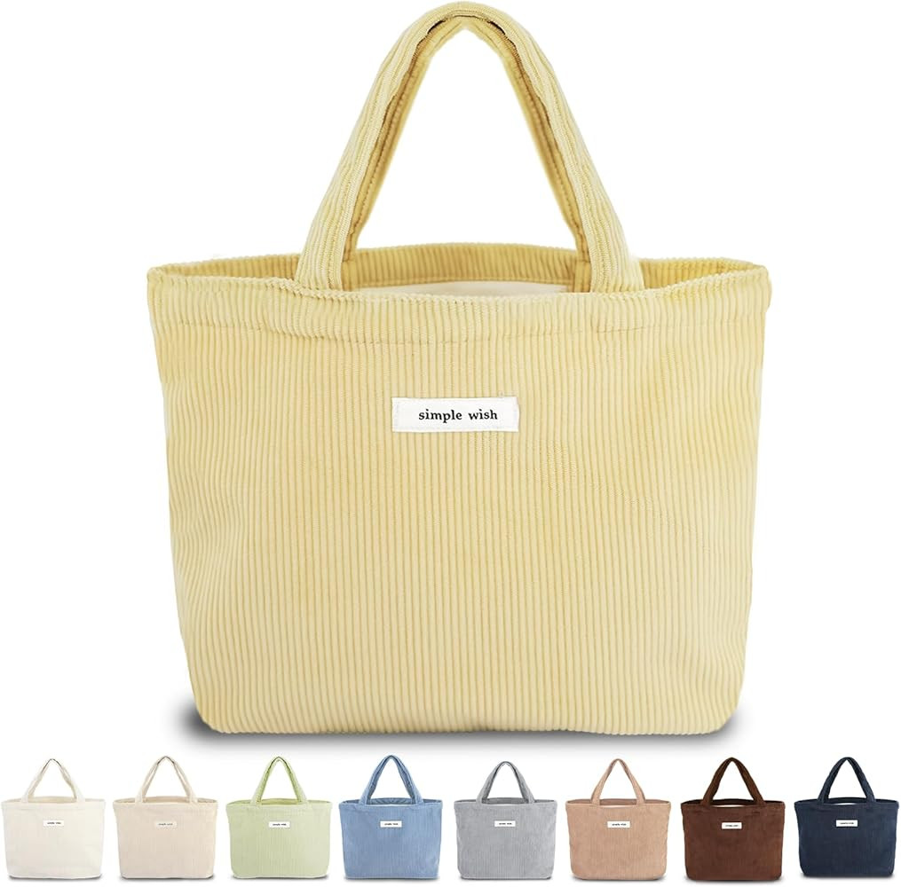 Corduroy Small Tote Bible Bag for Women, Mini Daily Handbag Cute Aesthetic for Book, Essential, W... | Amazon (US)