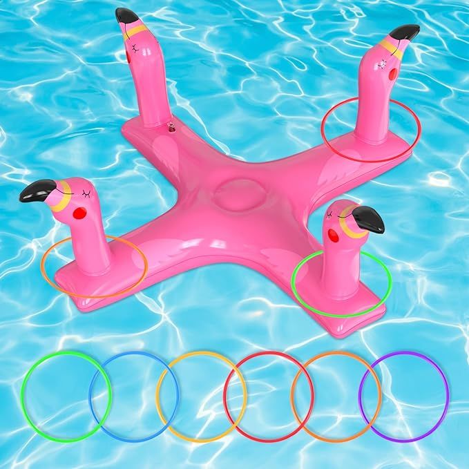 Inflatable Pool Ring Toss, Pool Toys for Kids with 6pcs Rings, Swimming Pool Games for Adults and... | Amazon (US)