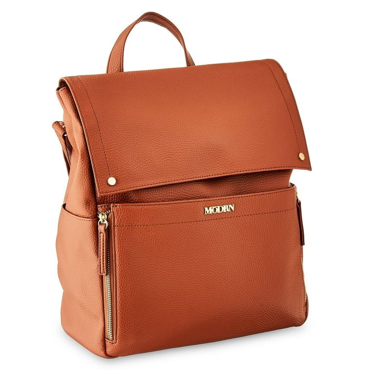 MoDRN Charli Diaper Bag in Cognac, Convertible Backpack with Adjustable Straps | Walmart (US)