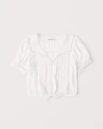 Cinched Waist Lace Top | Abercrombie & Fitch US & UK