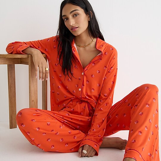 Eco dreamiest long-sleeve pajama set in flower patch | J. Crew US