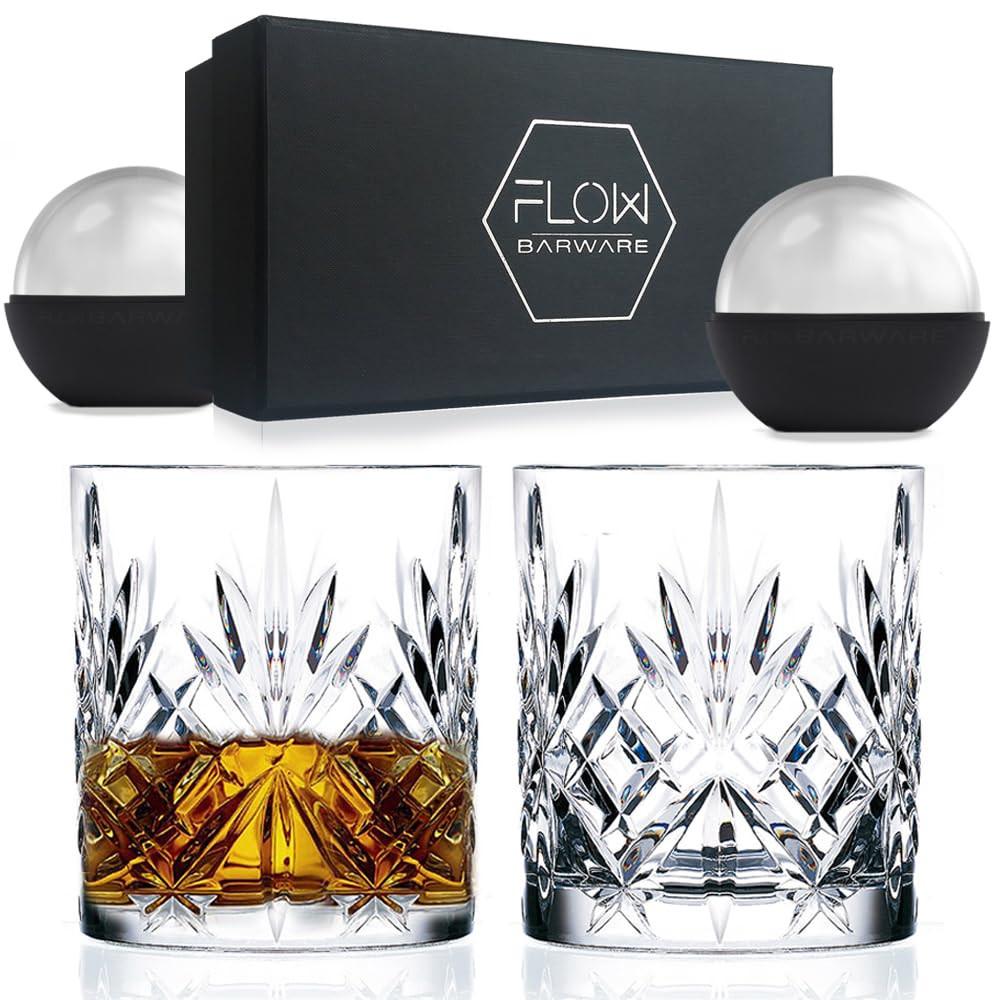 Classic Whiskey Glasses Set of 2 | Crystal Whisky Glasses Gift Set | Heavy Tumbler Whiskey Glass ... | Amazon (UK)