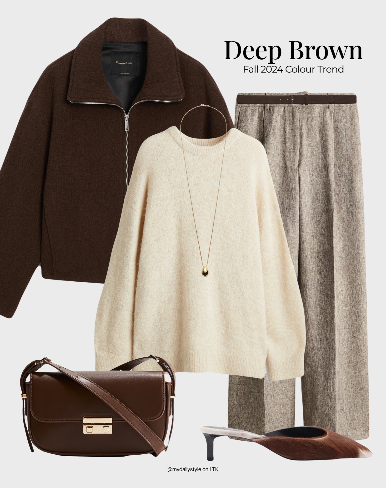 Chocolate brown is the perfect fall shade for everyone! 🖤

Styling deep brown wool blend jacket with oversized knit sweater, beige wide-leg trousers, animal printed heeled leather shoes, & crossbody bag.

Check out more styling ideas in my profile. 

Tags: chocolate brown, deep brown, brown shade,  fall style, pre-fall, autumn style, fall outfit, autumn outfit, fall fashion, autumn fashion, easy styling, simple everyday look, chic & basic outfit, Parisian look, casual outfit, capsule wardrobe, office look, brunch style, high street.

#LTKstyletip #LTKautumn #LTKworkwear
