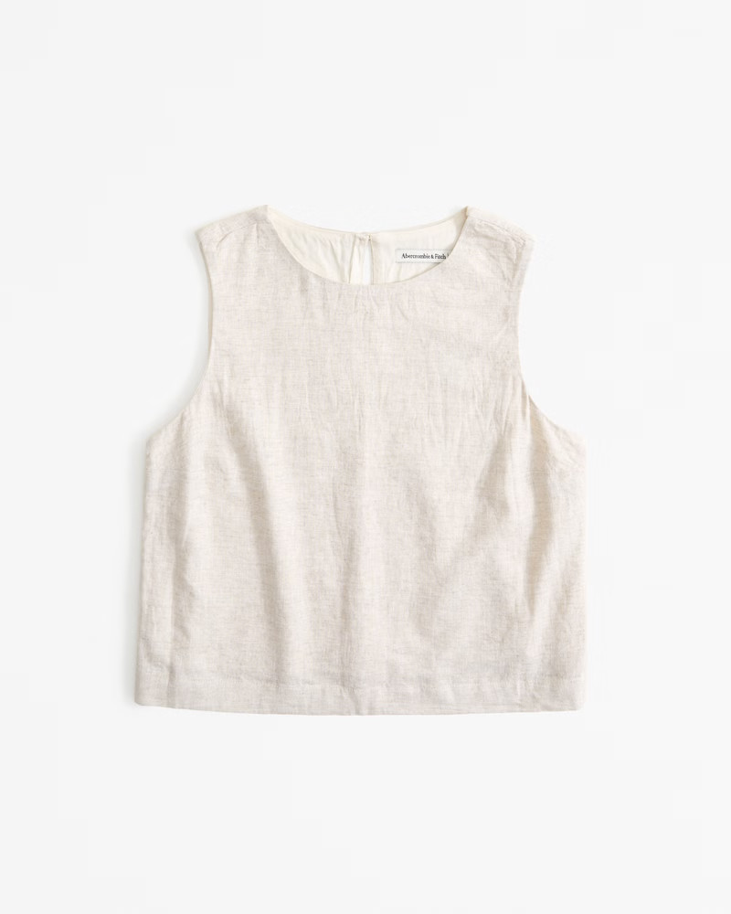 Linen-Blend High-Neck Set Top | Abercrombie & Fitch (US)