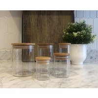 4 Oz. Glass Spice Jars With Bamboo Lid | Eco - Kitchen Collection Airtight 120Ml Jar Free Shipping | Etsy (US)