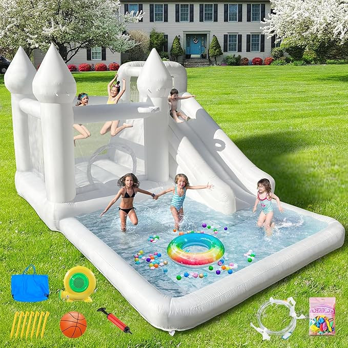 White Water Bounce House – 13.78x9.84x7.54FT Jumbo Bouncy Castle for Kids Birthday Parties, Eve... | Amazon (US)