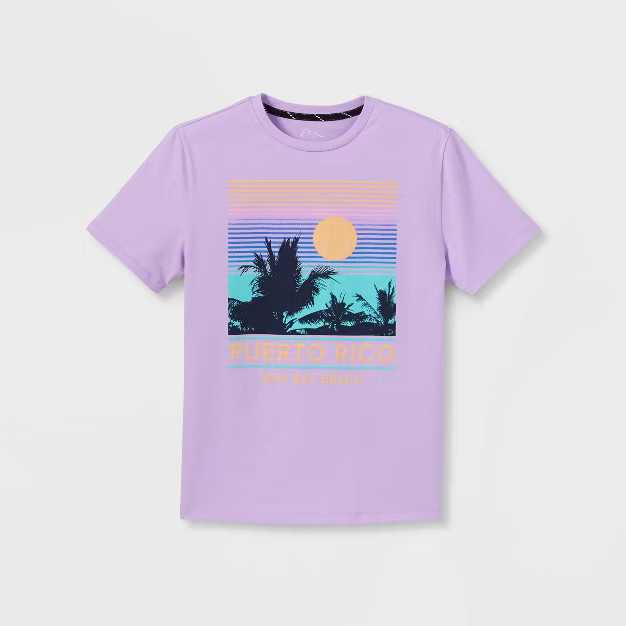 Boys' 'Puerto Rico Sun Bay Sunset' Graphic Short Sleeve T-Shirt - art class™ Purple | Target