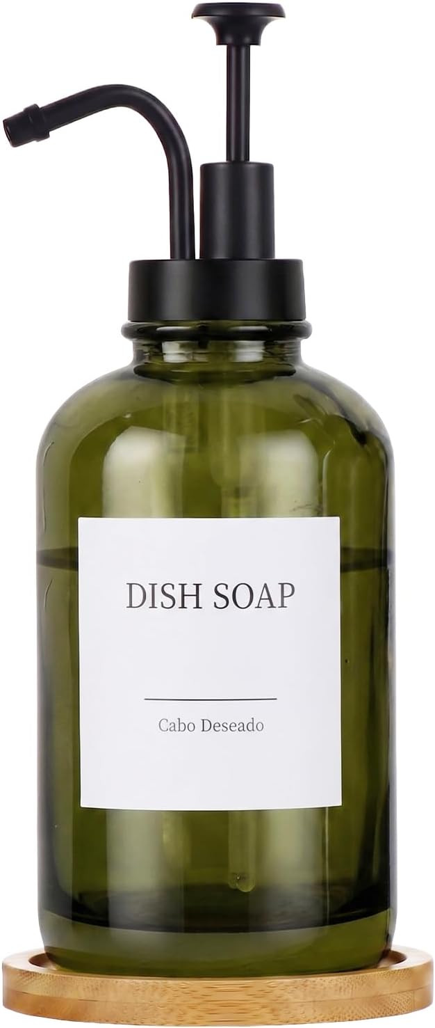Glass Soap Dispenser with Upgrade Pump, Hand and Dish Soap Dispenser for Bathroom Kitchen, Soap D... | Amazon (US)