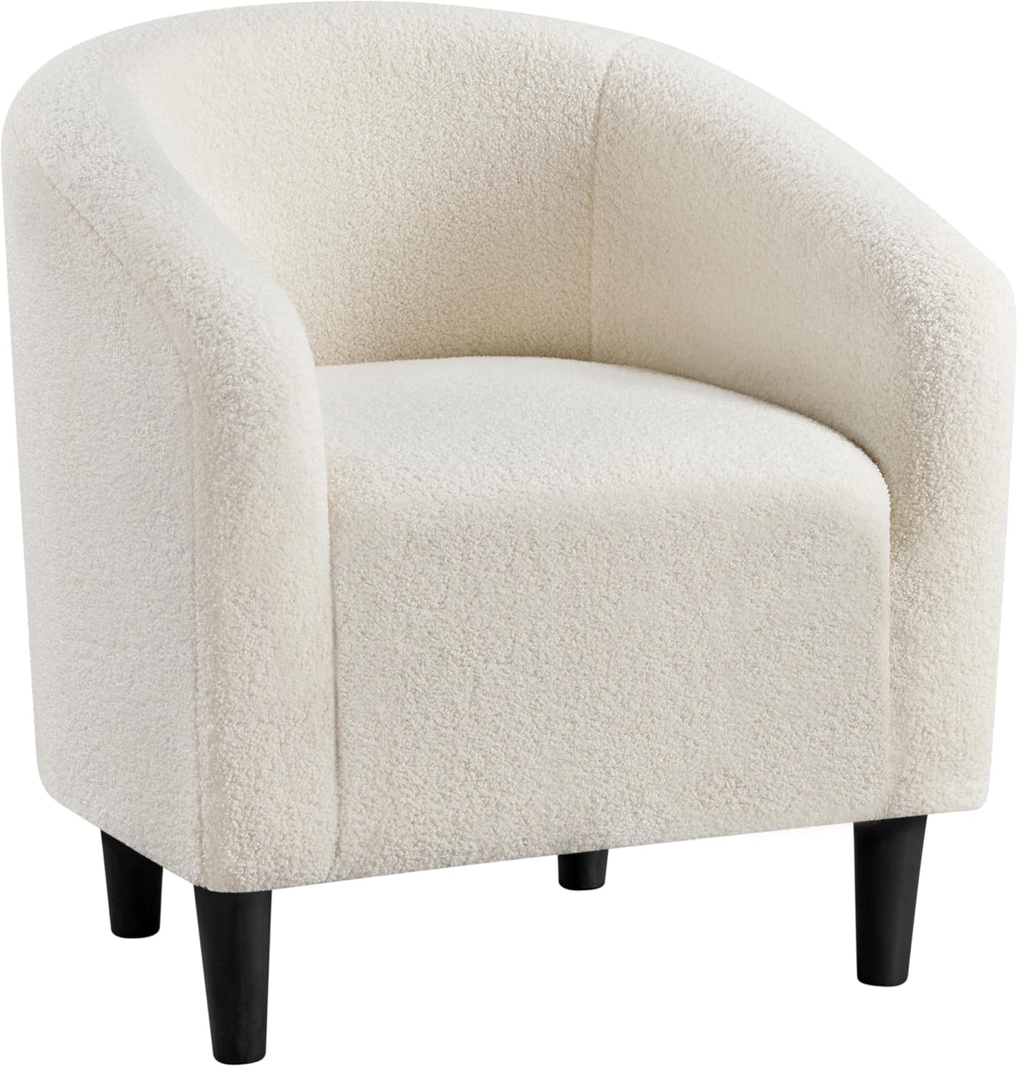 Yaheetech Tub Chair, Boucle Accent Chair with Sturdy Wooden Legs, Ivory | Amazon (UK)