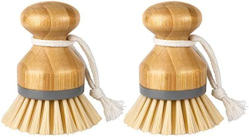 MR.SIGA Bamboo Palm Brush, Scrub Brush for Dishes Pots Pans Kitchen Sink Cleaning, Pack of 2 | Amazon (US)