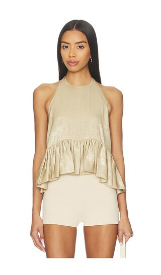 Azeeza Winston Top in Metallic Gold. - size XS | Revolve Clothing (Global)