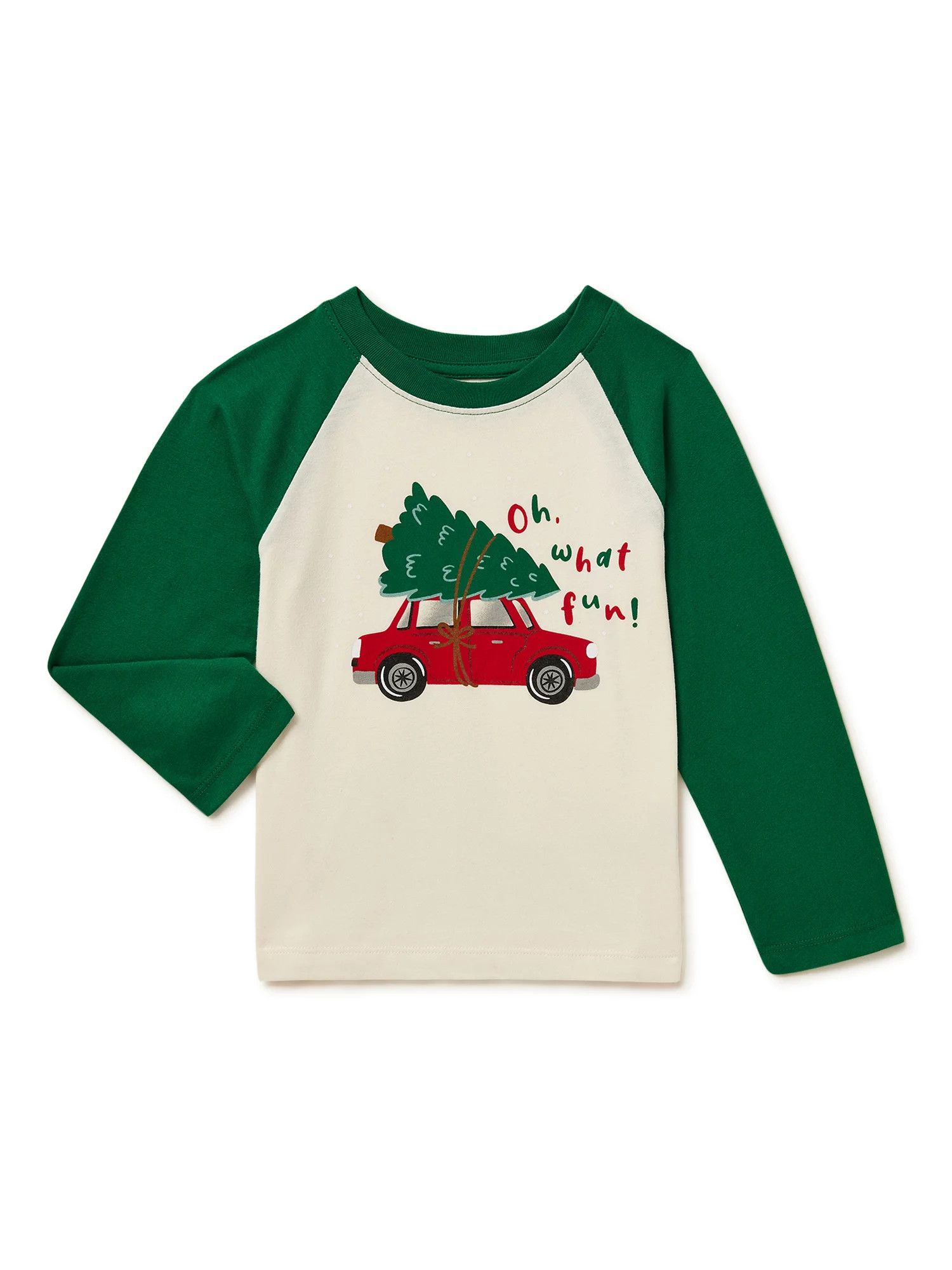 Holiday Time Baby and Toddler Unisex Long Sleeve Raglan Christmas Tee, Sizes Sizes 12 Months-5T | Walmart (US)