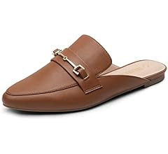 DREAM PAIRS Women's Flat Mules Buckle Pointed Toe Backless Slip on Slides Loafer Shoes | Amazon (US)