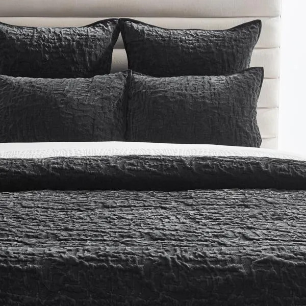 Madera Velvet Coverlet Set - Black | Z Gallerie