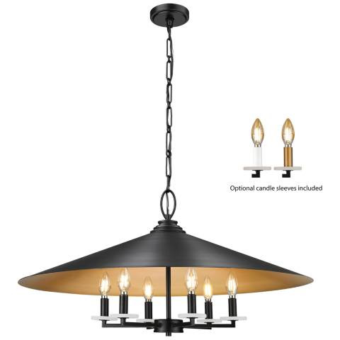 Z-Lite Rialto 32" Wide Matte Black 6-Light Chandelier | Lamps Plus