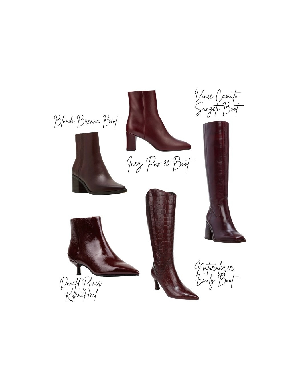 Burgundy is the hot color this fall season. Wear it in place of your black or brown boots! We found a few for you!