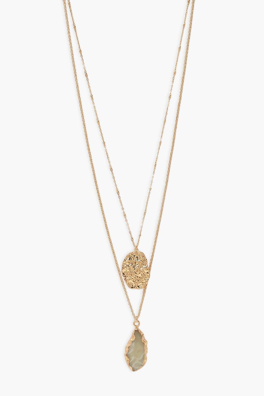 Stone Drop Double Layered Necklace | Boohoo.com (US & CA)