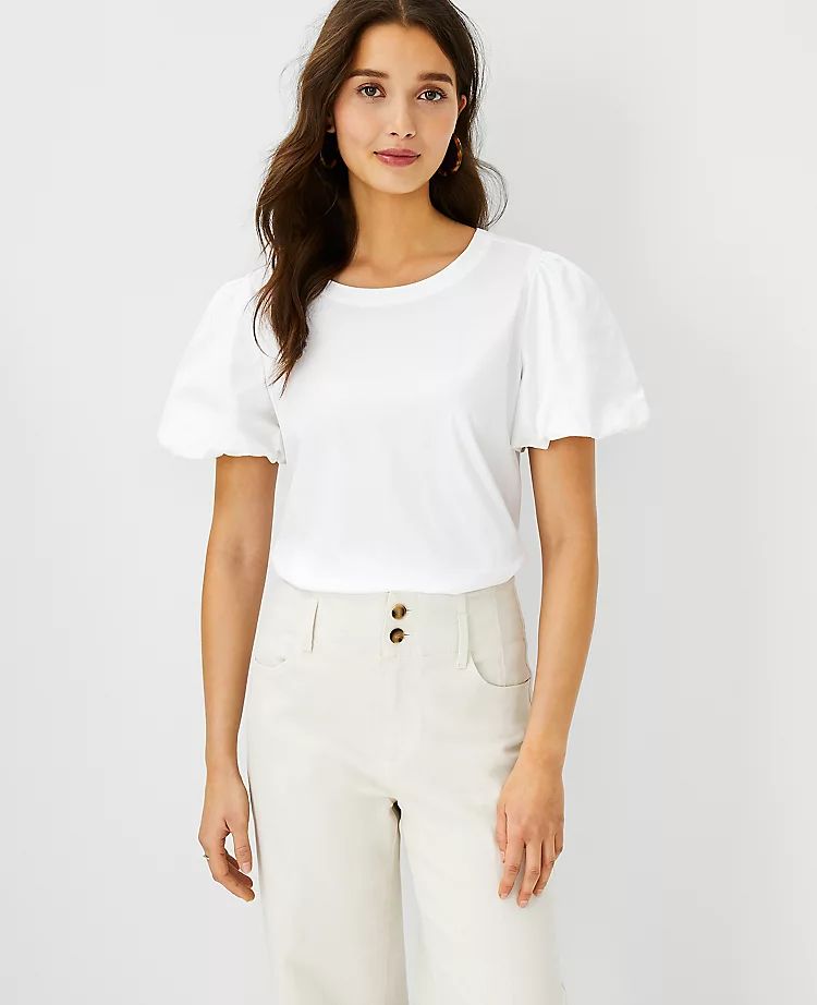 Poplin Bubble Sleeve Top | Ann Taylor | Ann Taylor (US)