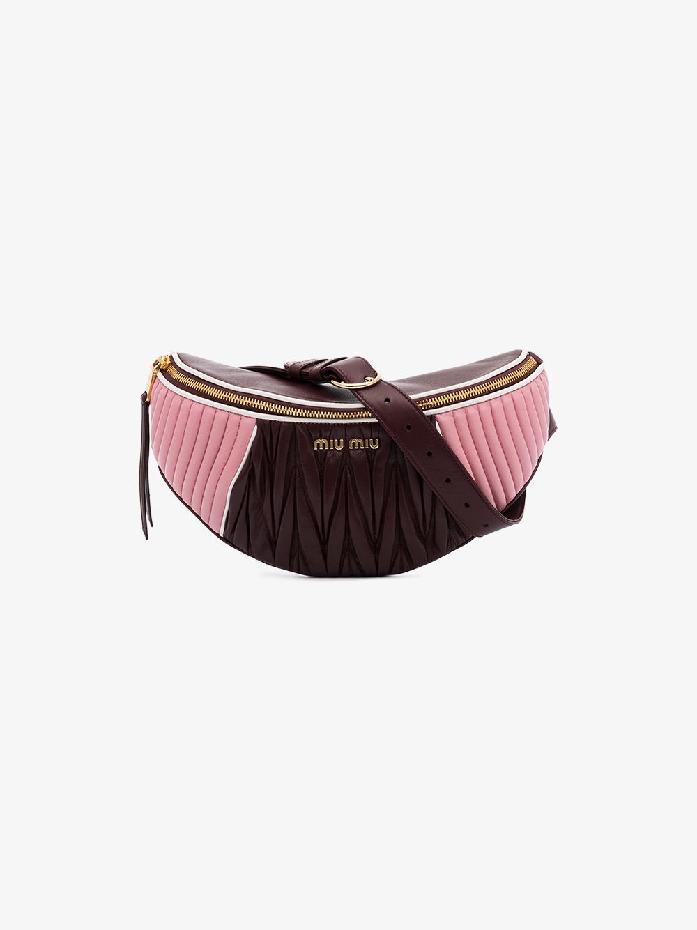 Miu Miu Pink brown Rider quilted leather belt bag | Browns Fashion