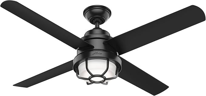 Hunter Searow Indoor / Outdoor Ceiling Fan with LED Light and Wall Control, 54", Matte Black | Amazon (US)