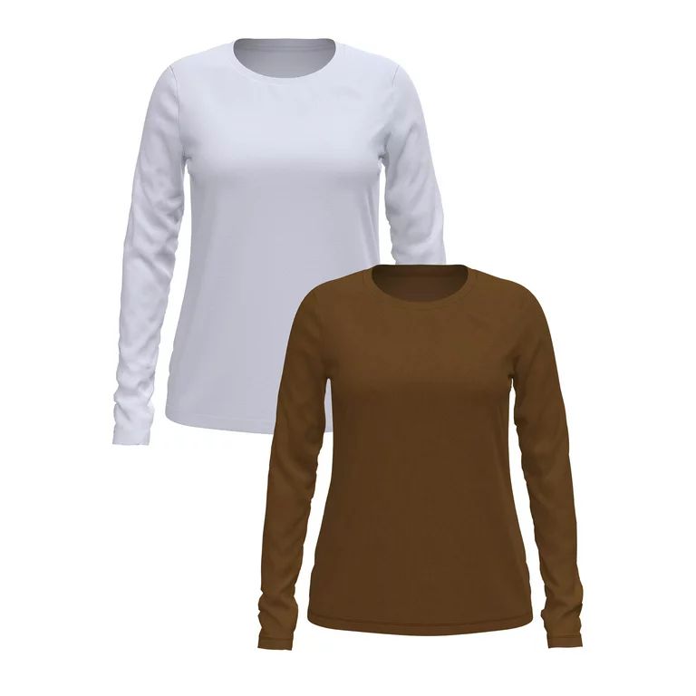 Time and Tru Women's T-Shirt with Long Sleeves, 2-Pack | Walmart (US)