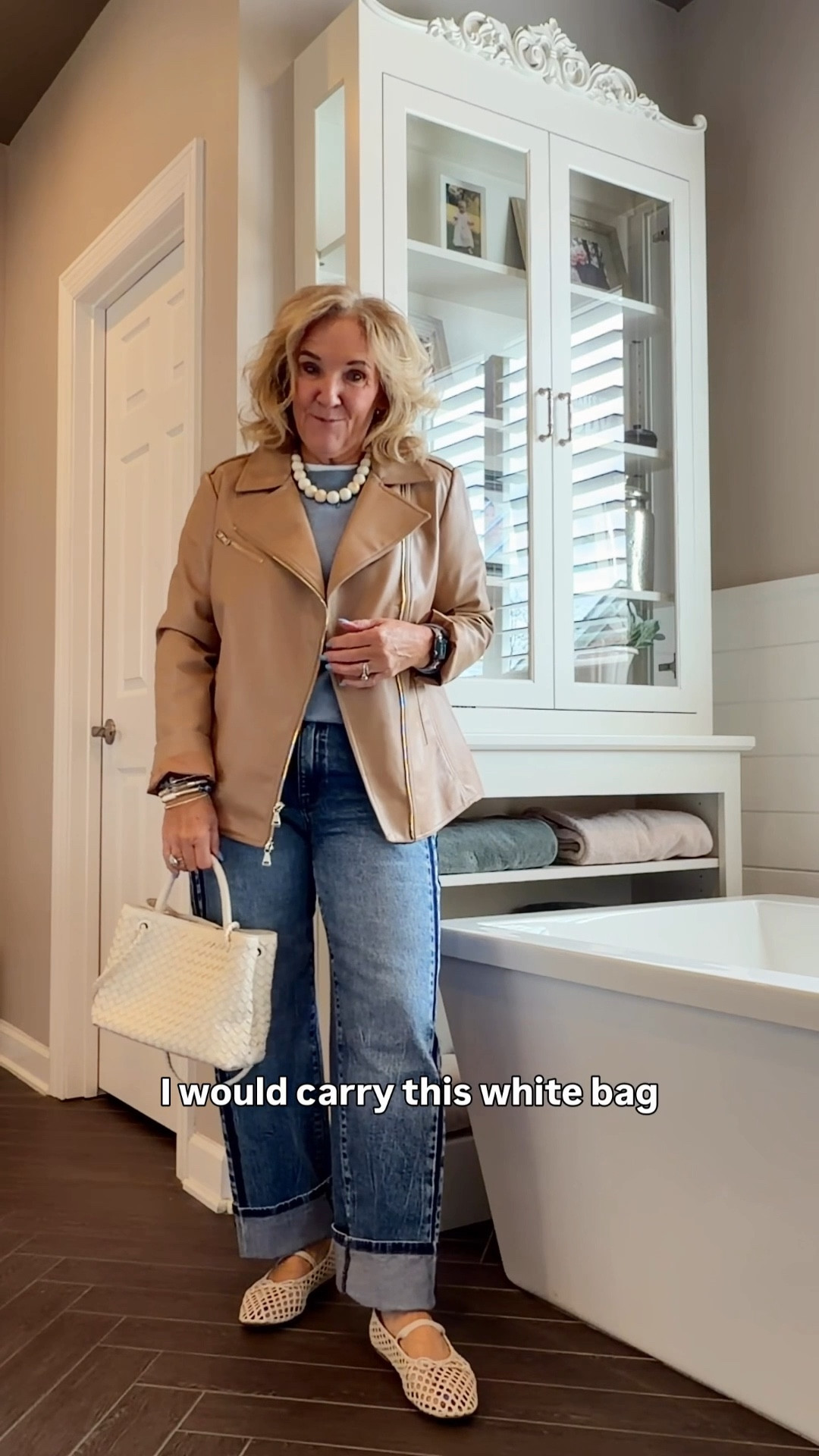 Chilly spring day here so I’m back in my layers.
Full leather jacket size 1.0
Jeans I’ve linked a couple of sources because sizes are selling out. You have to size down I’m wearing a 6
Cashmere sweater size medium
I love these new woven ballet flats.
20% off my bracelet with code NANETTE20

#LTKPetite #LTKOver40 #LTKootd