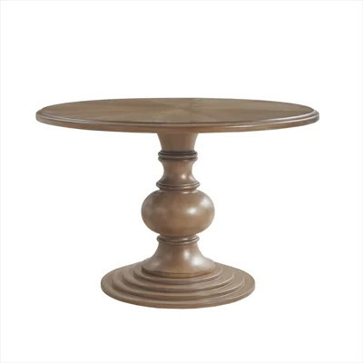 Walnut Round Pedestal Dining Table for 4 - 46-Inch Diameter with Brown-Toned Wood Veneer Top | Wayfair North America