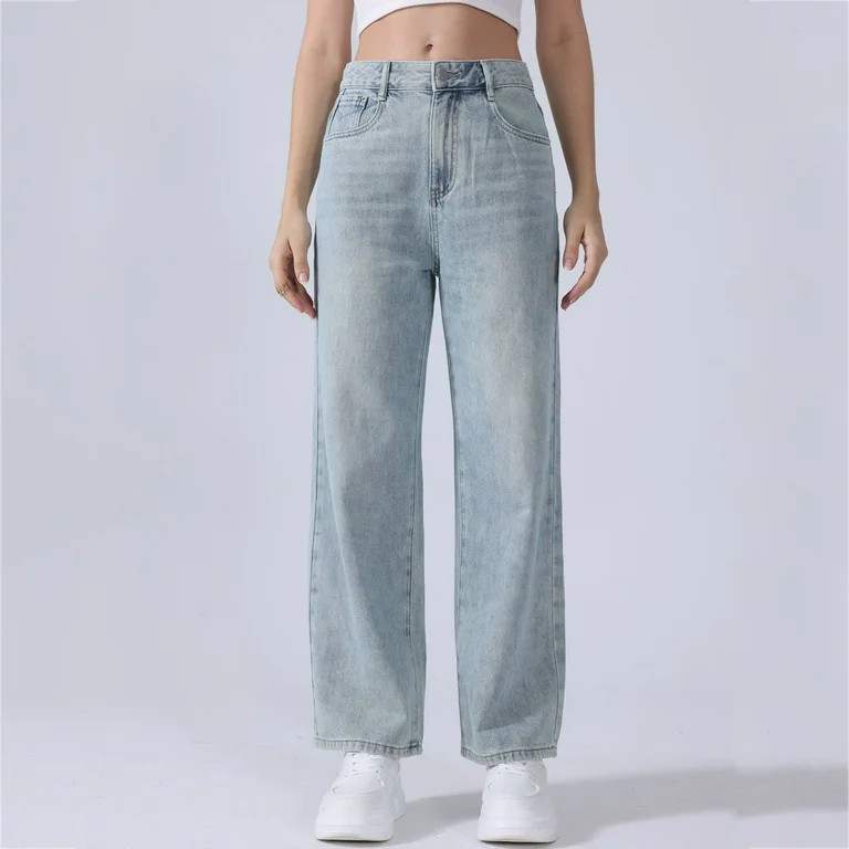 CaiJunJia Jeans for Womens No Boundaries Classic Jeans 2025 High Waisted Stretchy Straight Leg De... | Walmart (US)