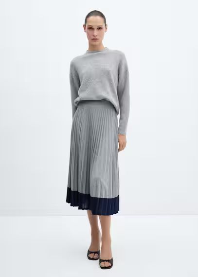 Contrast panel pleated skirt | MANGO (US)