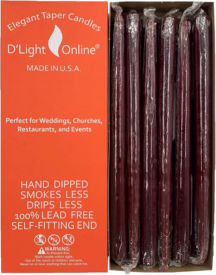 D'light Online Elegant 10" Unscented Burgundy Taper Candles, Premium Quality Hand-Dipped Tapered ... | Amazon (US)