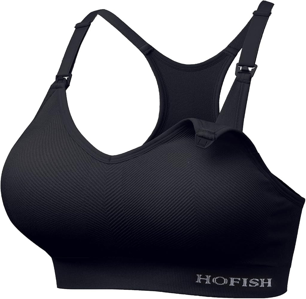 HOFISH Support Nursing Bras for Breastfeeding Medium Impact Maternity & Nursing Sports Bra Seamle... | Amazon (US)
