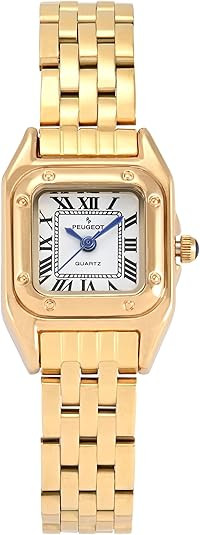 Peugeot Womens Square 20x22mm Roman Numeral Dial Panther Link Bracelet Watch | Amazon (US)