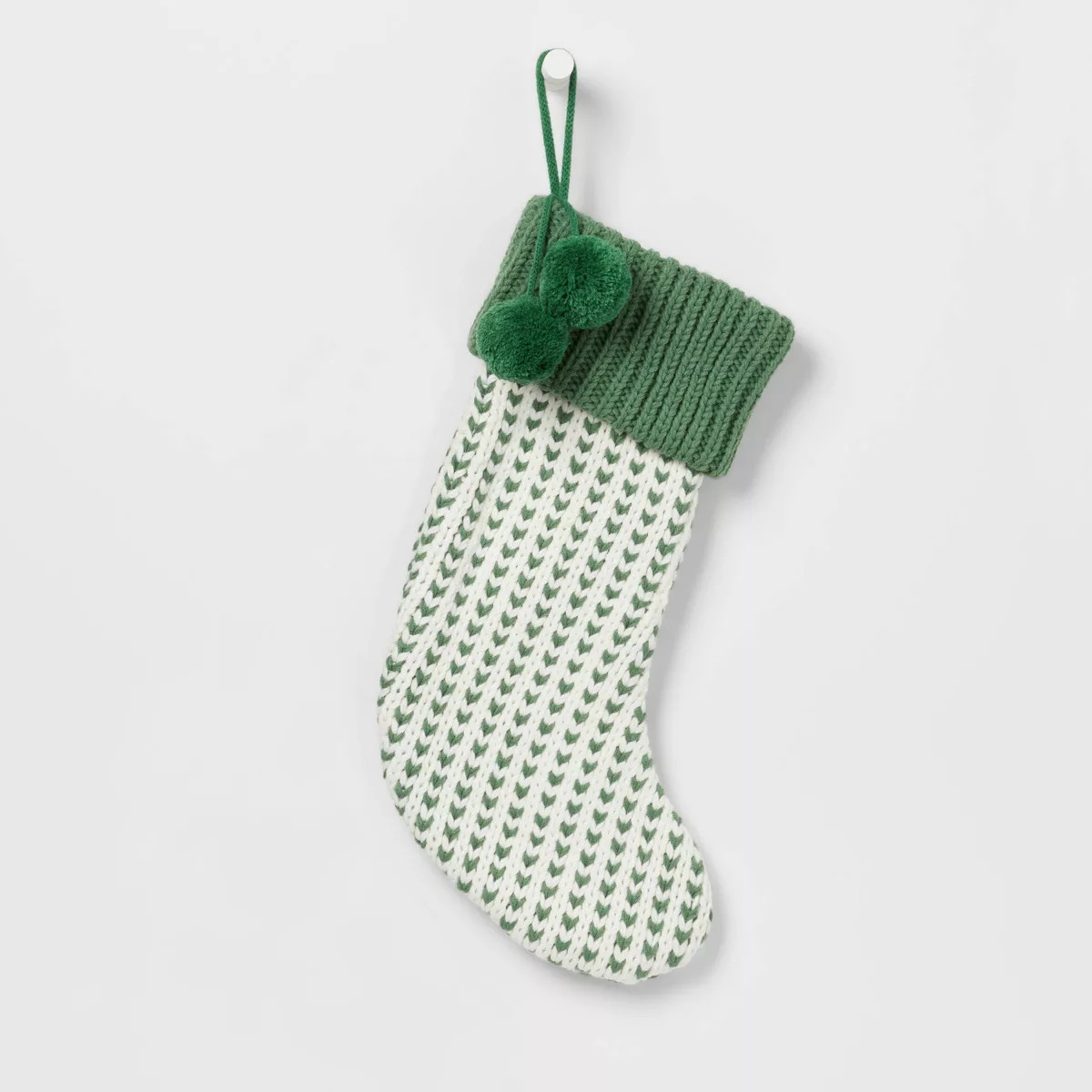 20" Chunky Knit Christmas Holiday Stocking with Pom Poms - Wondershop™ | Target