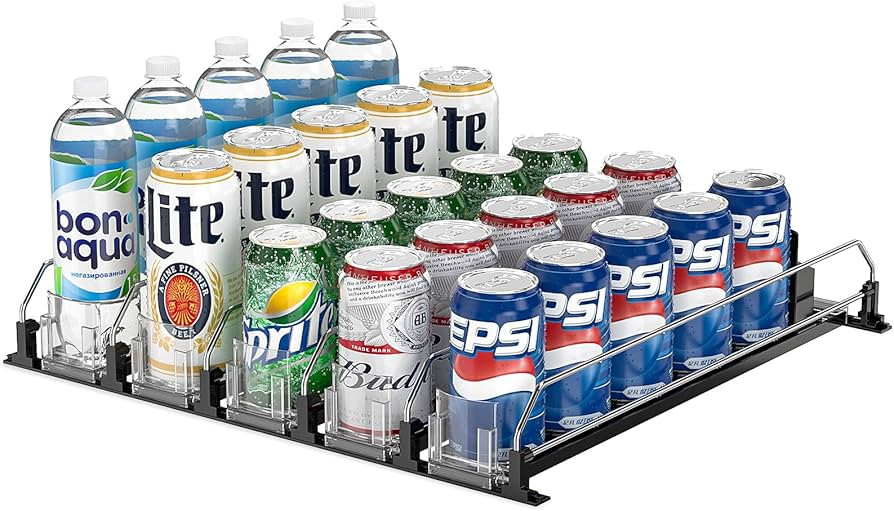 Dobyusf Drink Organizer for Fridge-Soda Can Organizer with Adjustable Self-Pushing Glide-Soda Dis... | Amazon (US)