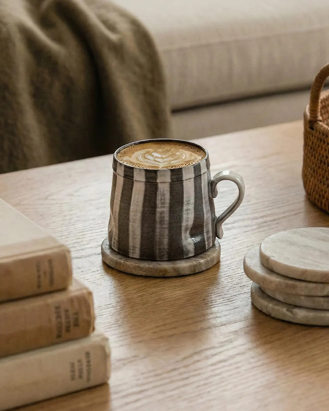 Handmade Striped Ceramic Mug: Wabi Sabi Artisan Stoneware, Mother's Day Gift - Etsy | Etsy (US)