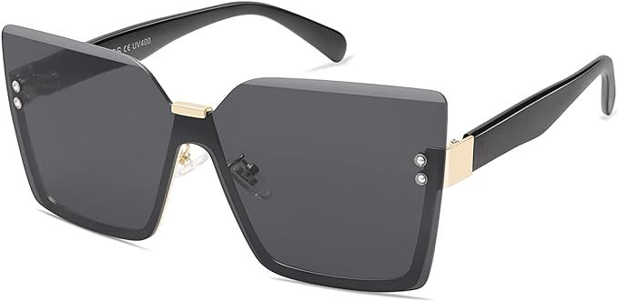 SOJOS Retro Oversized Square Sunglasses for Women Large Trendy Rimless Shades SJ1160 | Amazon (US)