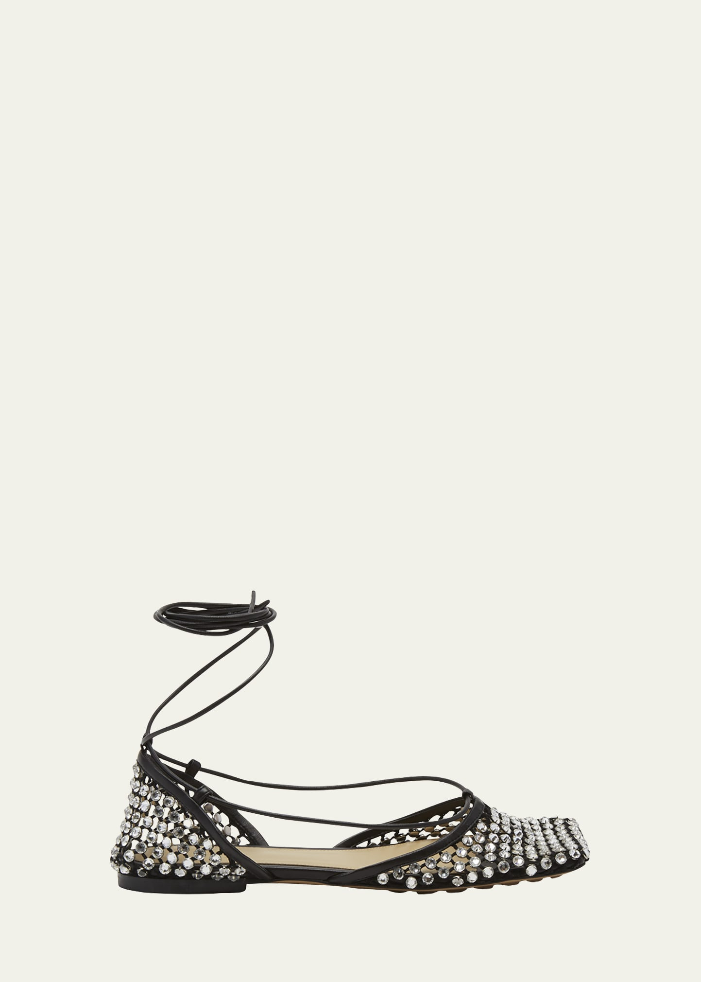 Bottega Veneta Sparkle Stretch Flat Leather Sandals | Bergdorf Goodman