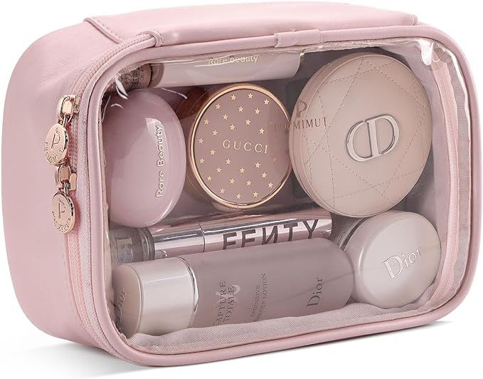 Pocmimut Makeup Bag,PU Leather Clear Makeup Bag,Makeup Pouch for Women Purse for Travel Accessori... | Amazon (US)