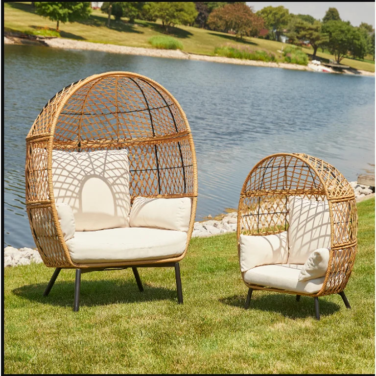 Better Homes & Gardens 21.65" x 27.17" x 39.57" Kid's Ventura Outdoor Wicker Stationary Egg Chair... | Walmart (US)