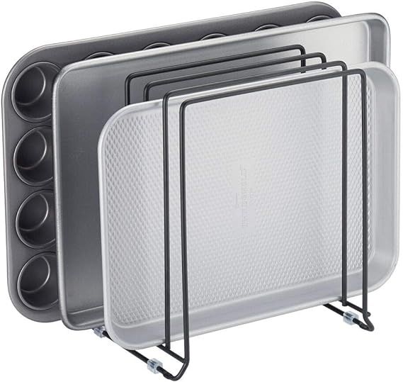 mDesign Steel Storage Tray Organizer Rack for Kitchen Cabinet, Shelves, Divider Holder with 5 Slo... | Amazon (US)