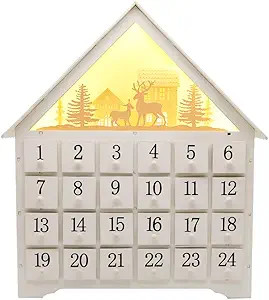 SAND MINE Countdown to Christmas Wooden LED Lighted Advent Calendar, 24 Drawers (White) | Amazon (US)