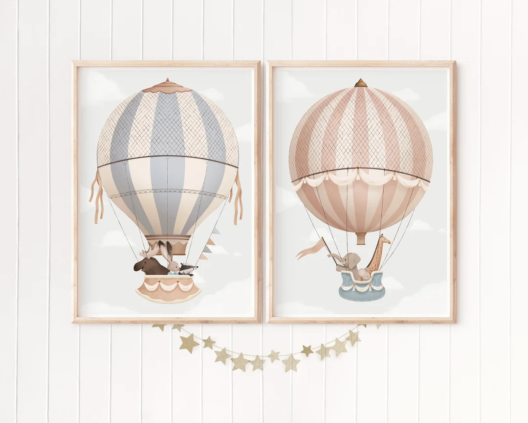 Nursery Wall Decor, Balloon Wall Art, Balloon Nursery, Whimsical Animals, Baby Room Decor, Safari... | Etsy (US)