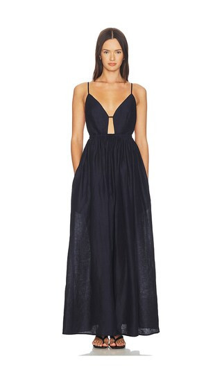 Susana Monaco Solid Linen Empire Waist Dress in Navy. - size XS | Revolve Clothing (Global)