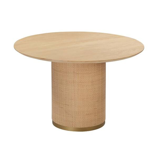 Akiba Natural Ash and Rattan 49" Round Dining Table | Bed Bath & Beyond