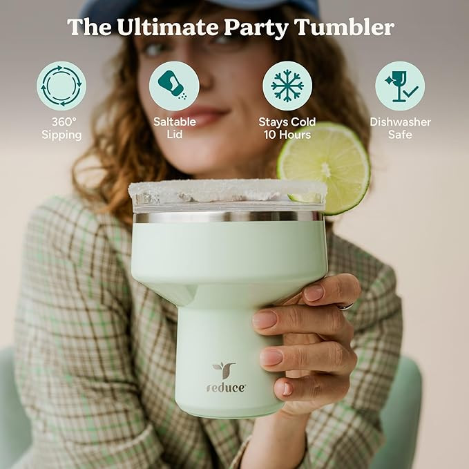 REDUCE Saltini 16 oz Cocktail Tumbler - Insulated Margarita Tumbler with Lid - Keeps Drinks Cold ... | Amazon (US)